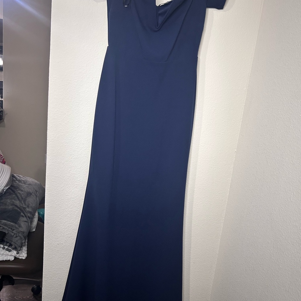 Lulu's One Shoulder Navy Dress